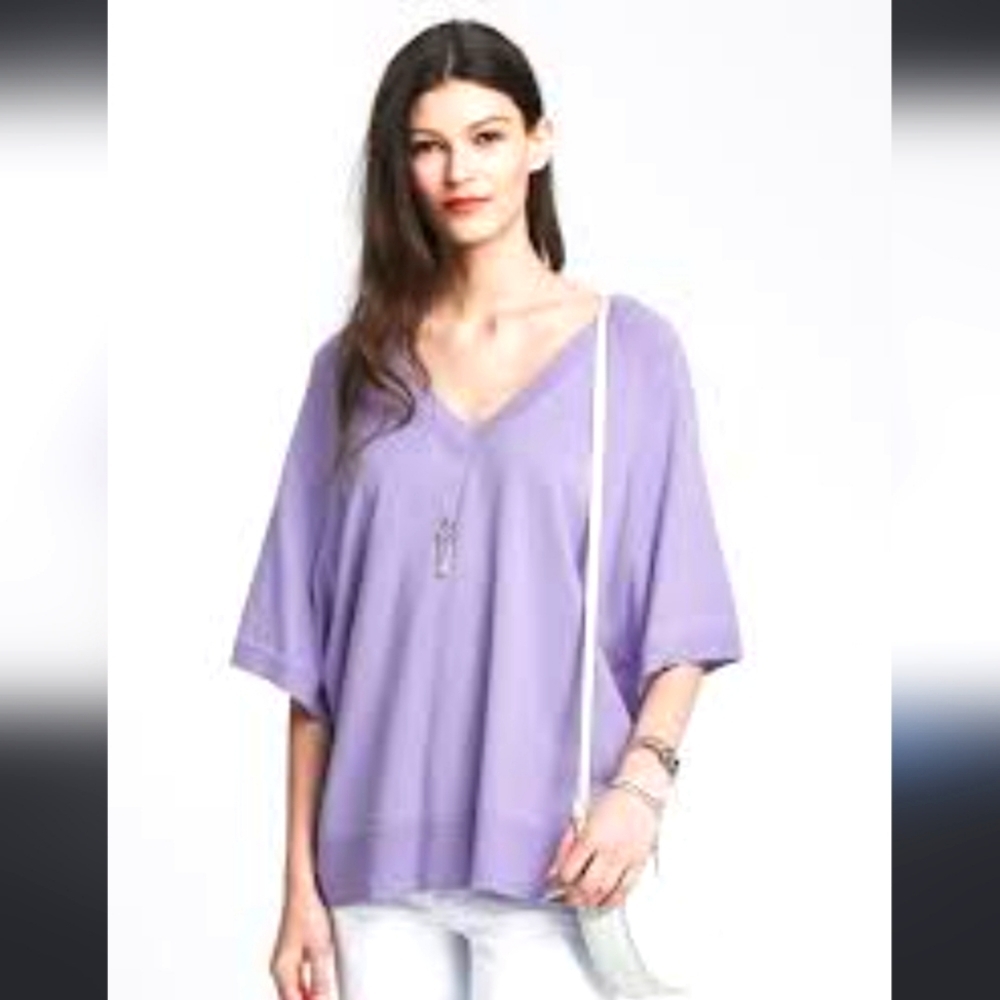 Luxe cotton-cashmere pullover Banana Republic size XS lavender